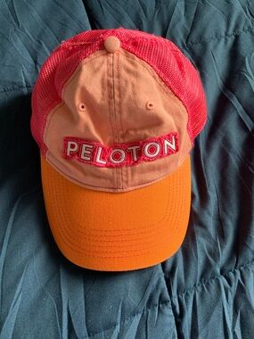 Peloton Bright Orange Bill & Coral Pink Mesh Trucker’s Hat